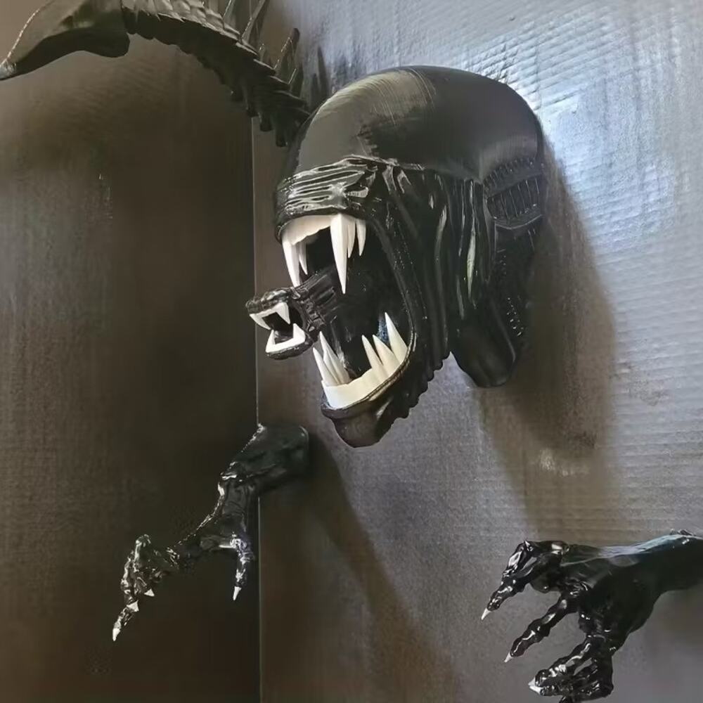 4Pcs 3D AVP Alien Xenomorph Monster Horror Wall Sculpture Wall Mount Decor Set